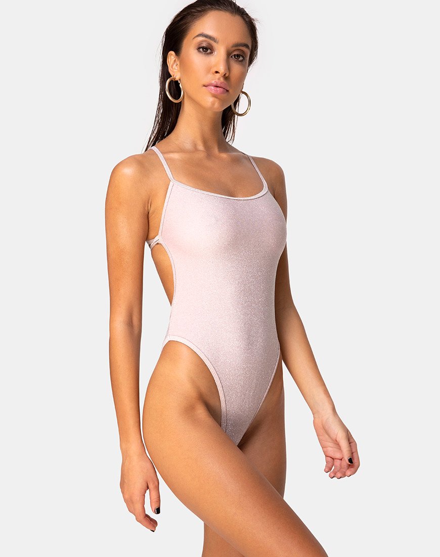 Traje de baño Nicole en Glitter Rosa
