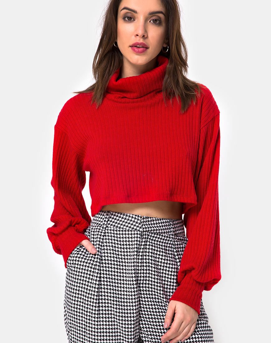 Imagen de Nizer Jersey de cuello alto en rojo