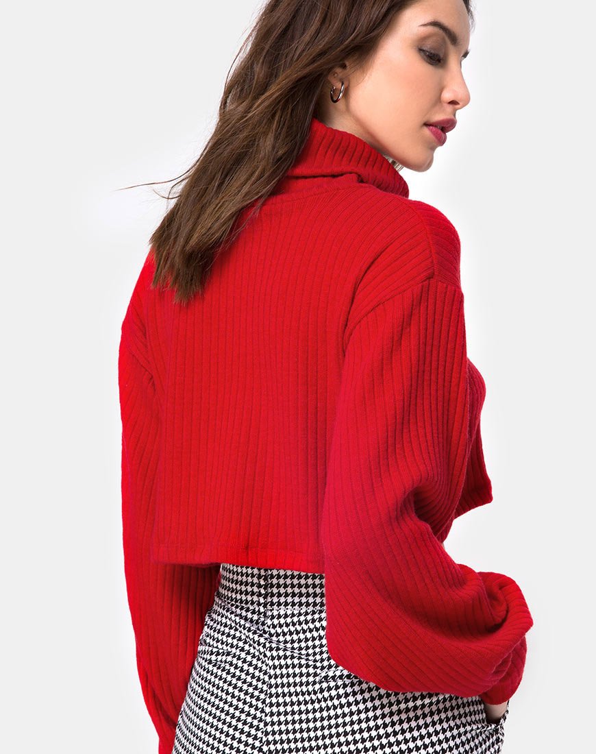 Imagen de Nizer Jersey de cuello alto en rojo