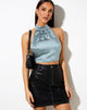 Imagen de NOELA TOP SATIN SILVER BLUE#41
