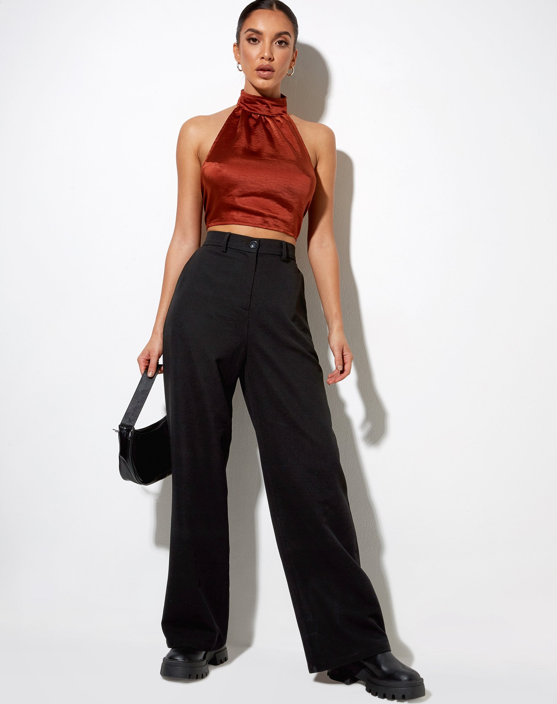 Imagen de Noela Crop Top en satén teja