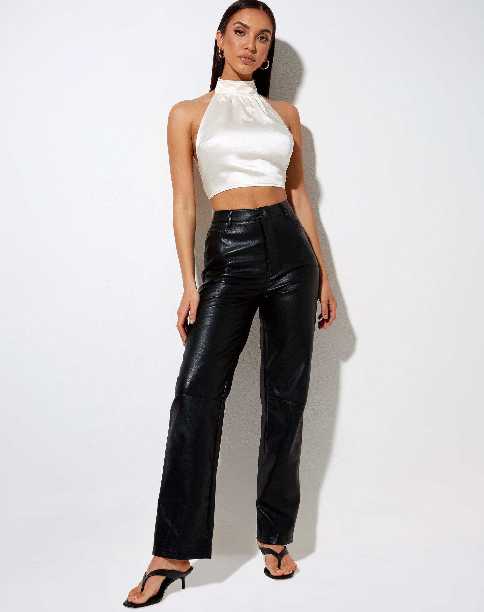 Imagen de Noela Crop Top de satén Marfil