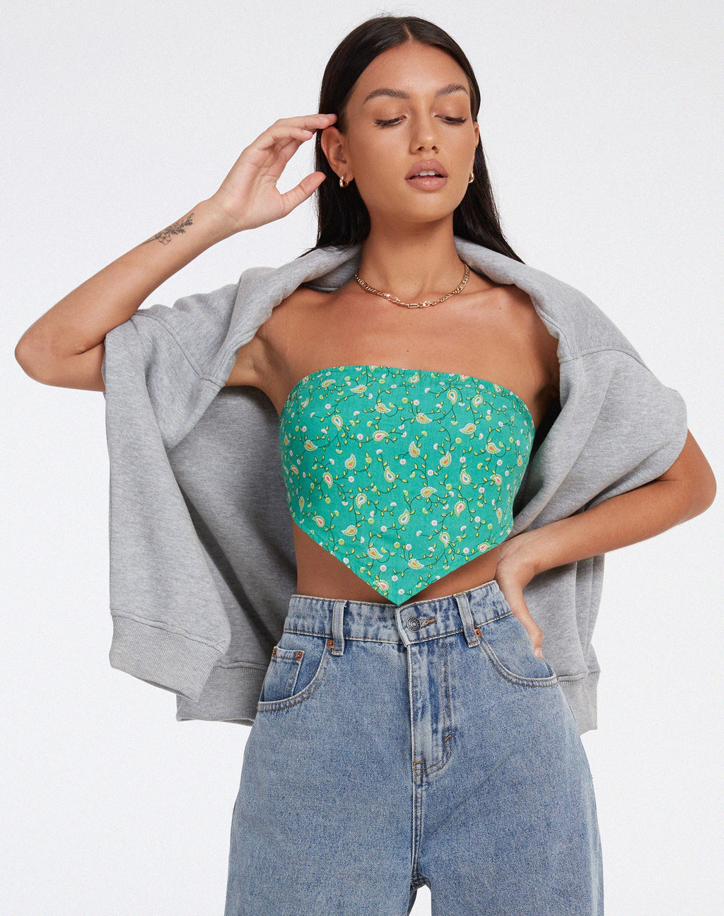 Nolda Crop Top en Paisley Fun Verde