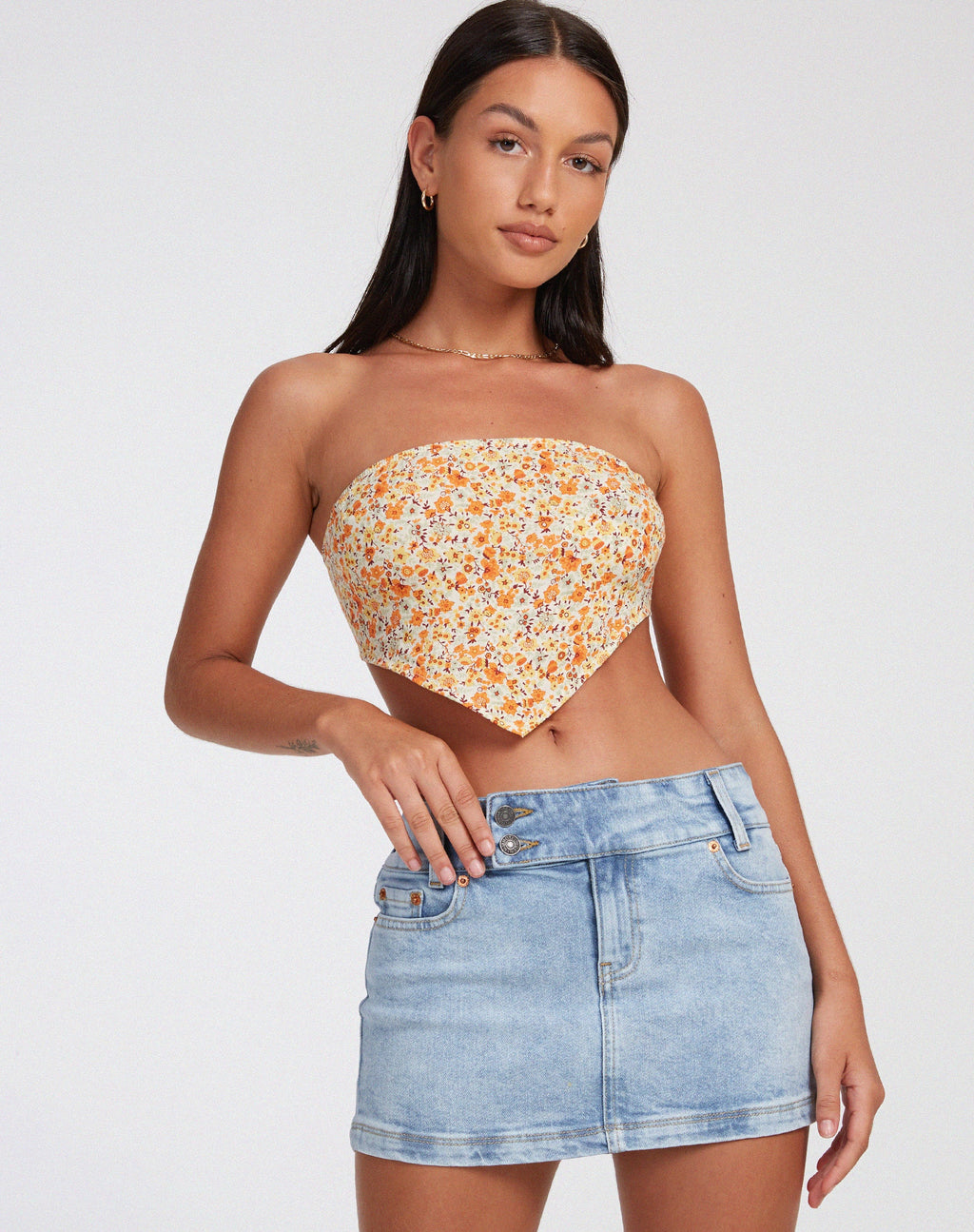 Nolda Crop Top en Ditsy Tangerine