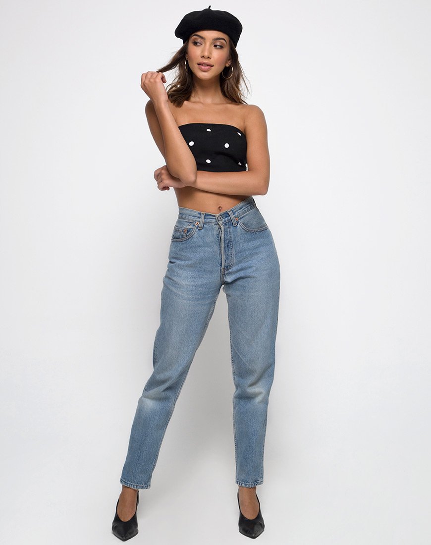 Imagen de Nolia Camiseta de tirantes en blanco y negro Polkadot