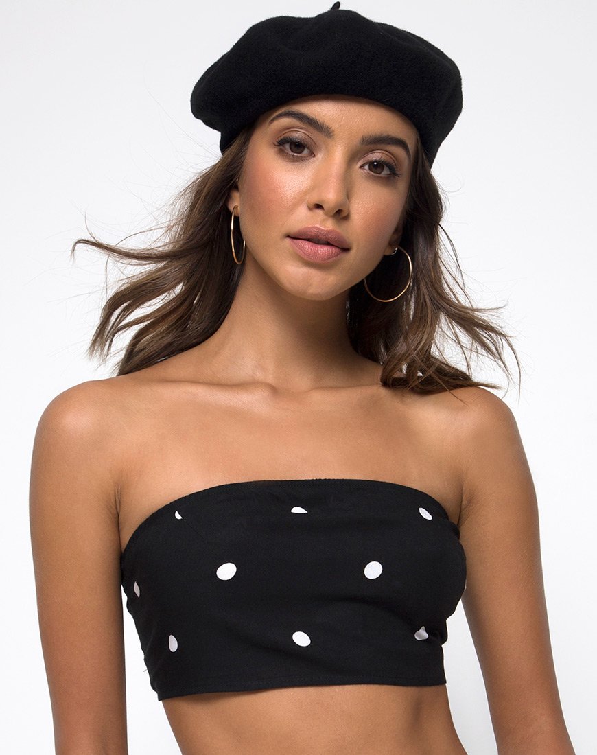 Imagen de Nolia Camiseta de tirantes en blanco y negro Polkadot