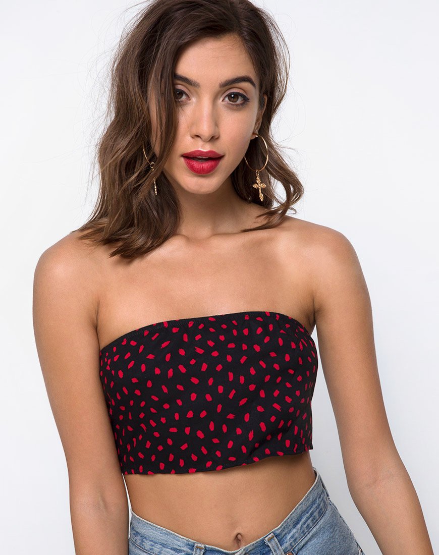 Nolia Camiseta de tirantes Mini Diana Dot Negra y Roja