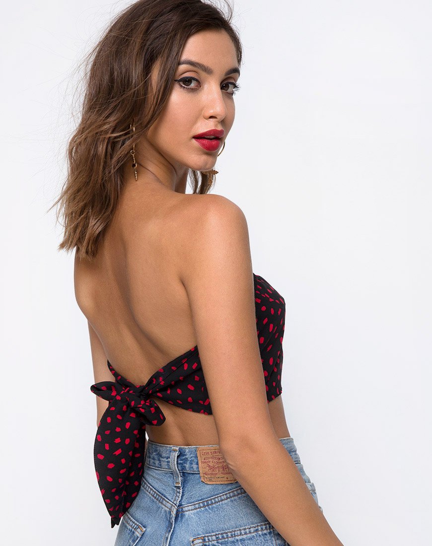 Nolia Camiseta de tirantes Mini Diana Dot Negra y Roja