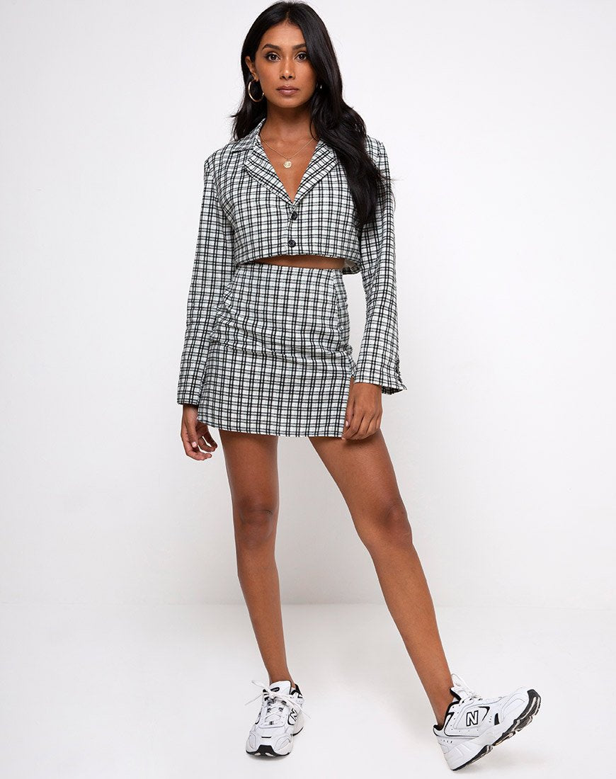 Imagen de Noly Cropped Blazer en espuma de cuadros Brandy