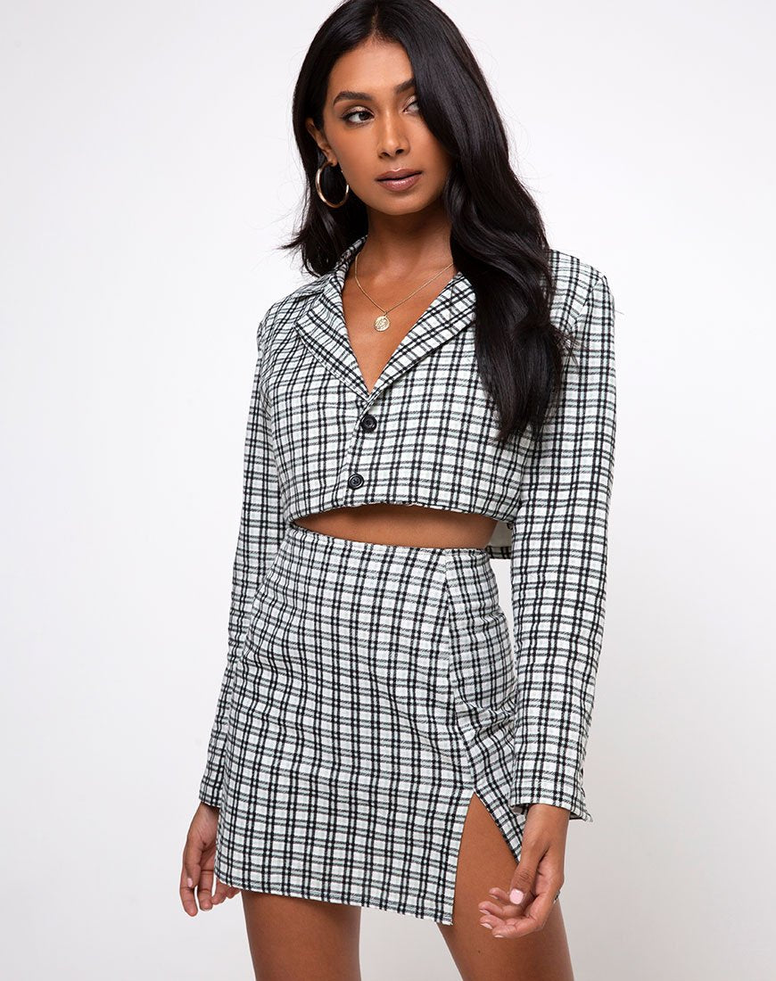 Imagen de Noly Cropped Blazer en espuma de cuadros Brandy