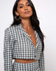 Imagen de Noly Cropped Blazer en espuma de cuadros Brandy