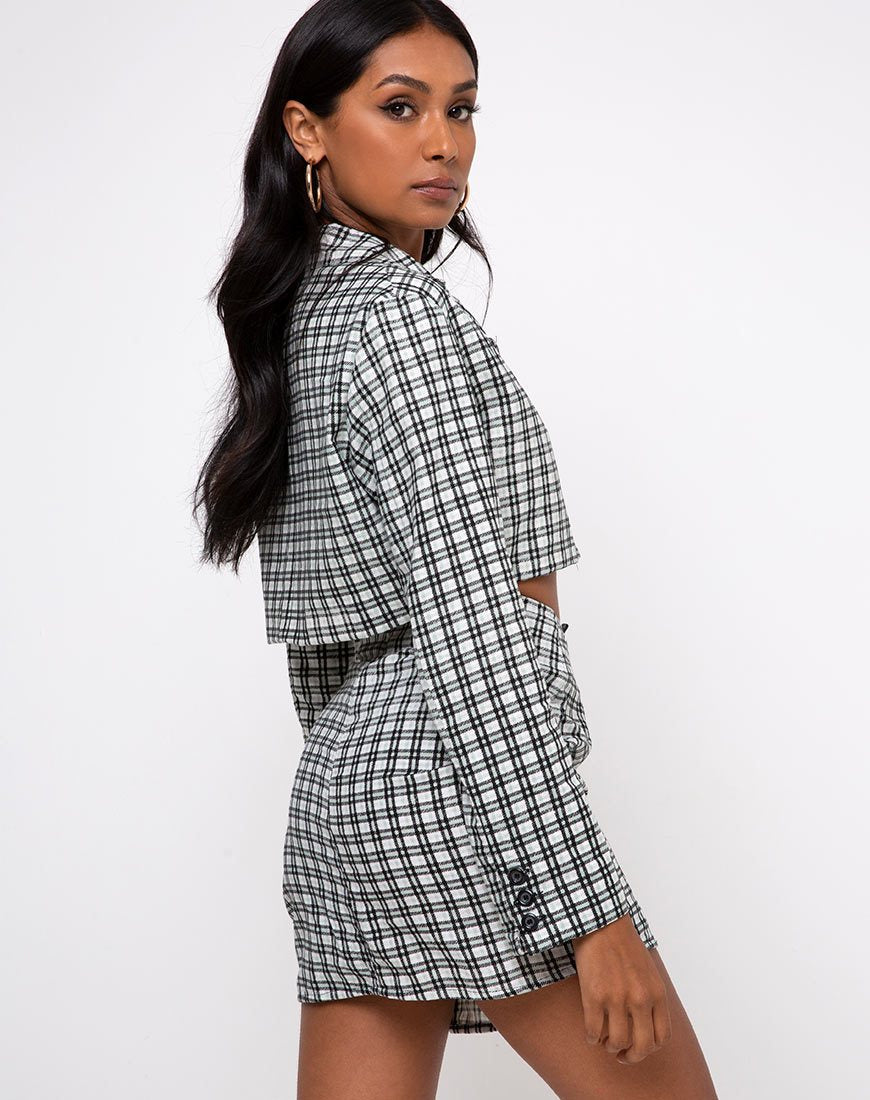 Imagen de Noly Cropped Blazer en espuma de cuadros Brandy