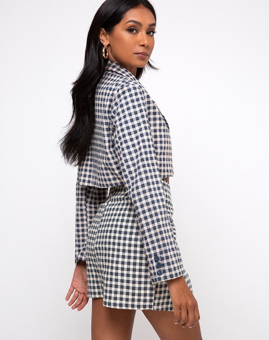 Imagen de Noly Cropped Blazer en Gingham Crema