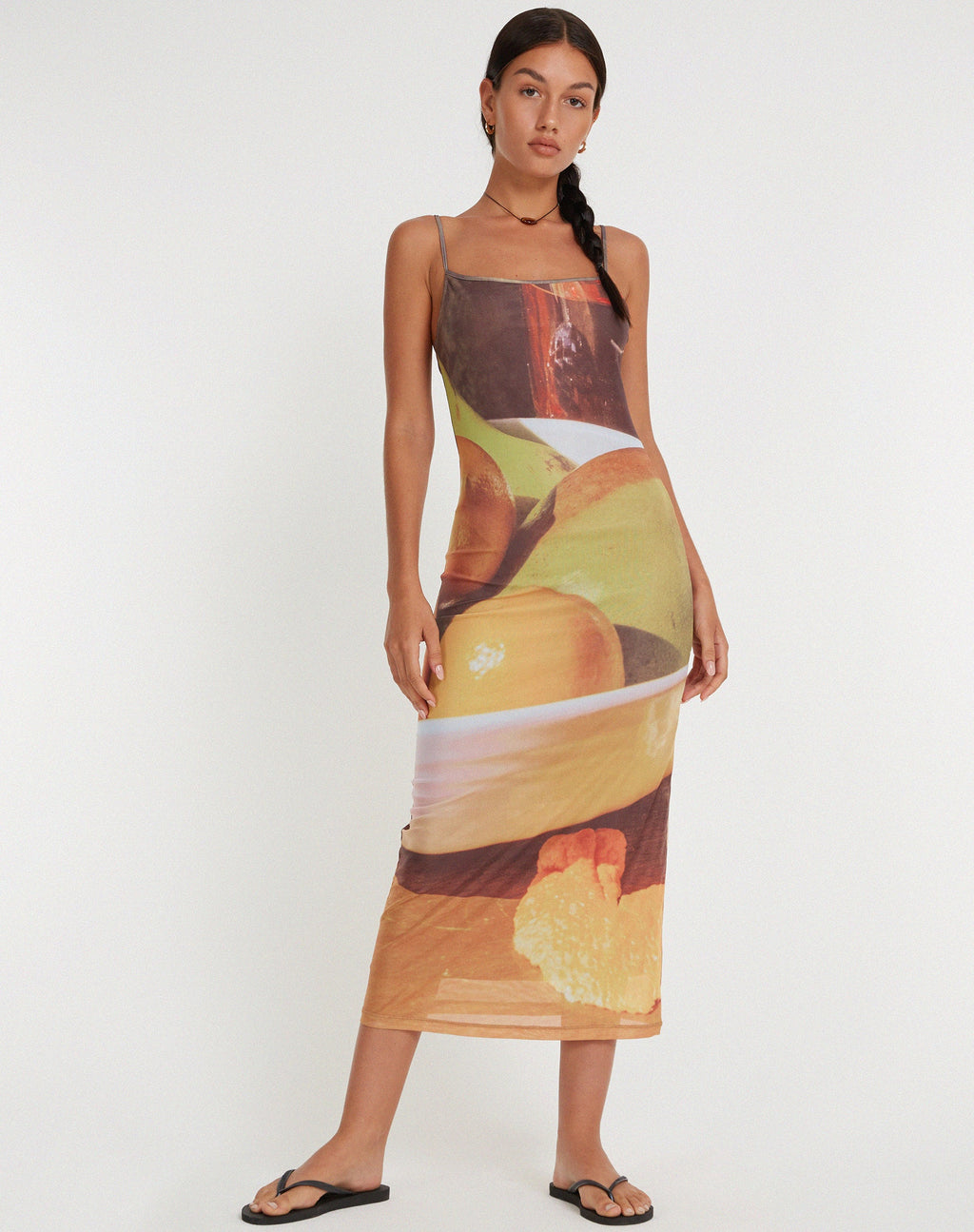 Vestido Nori Midi en estampado de frutas
