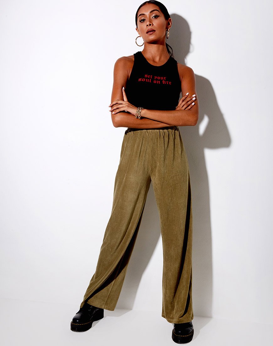 Pantalón Obeli de terciopelo acanalado caqui
