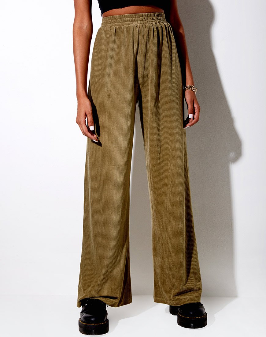 Pantalón Obeli de terciopelo acanalado caqui