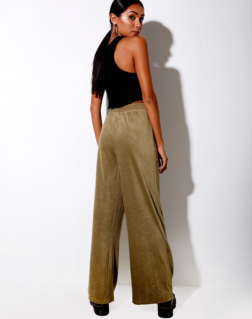 Imagen de Obeli Pantalones de terciopelo de canalé caqui