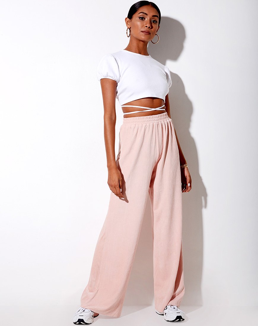 Imagen de Obeli Pantalones de terciopelo de canalé rosa claro