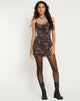 imagen de Okami Mini Vestido Cuello Haltern en Botanical Floral Marrón
