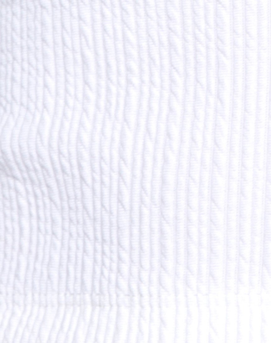 Imagen de Okie Off The Shoulder Crop Top en Multi Rib Ivory