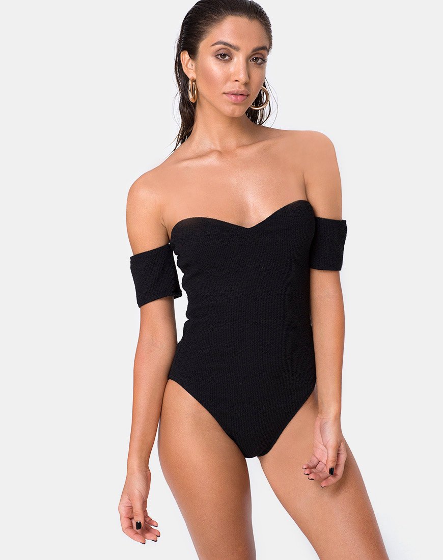 Traje de baño Ona en Crinkle Rib Negro