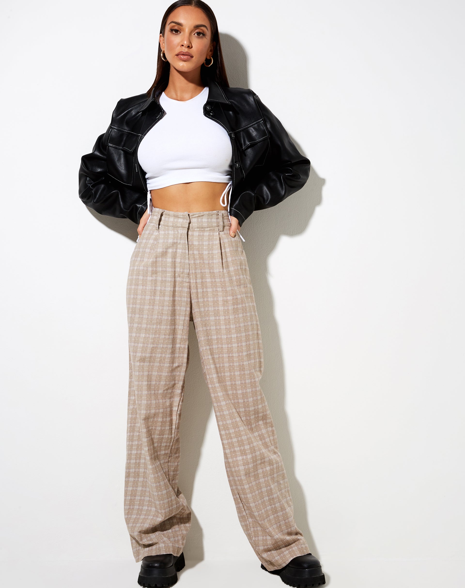 Imagen de Onfal Pantalones anchos de cuadros topo