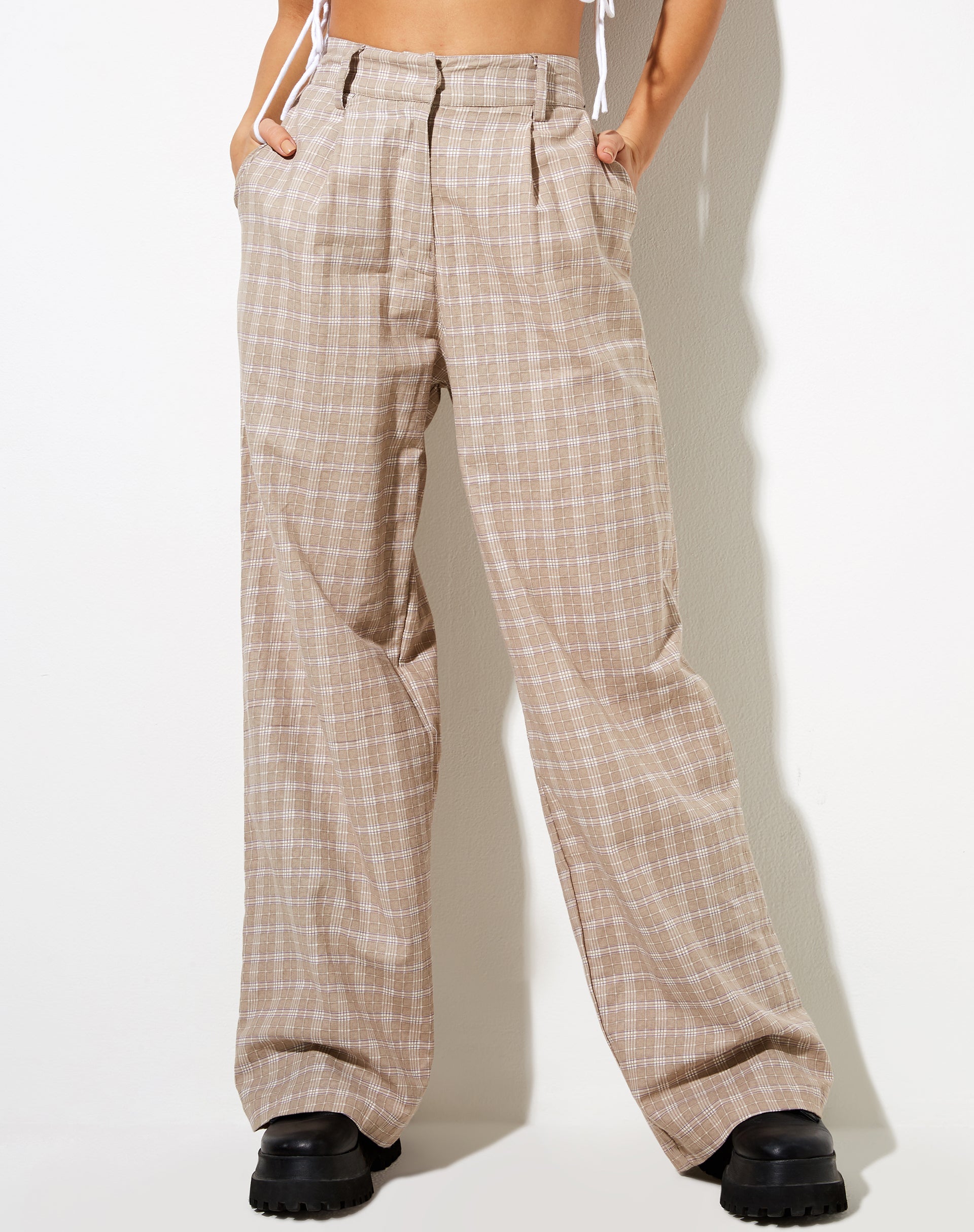 Imagen de Onfal Pantalones anchos de cuadros topo