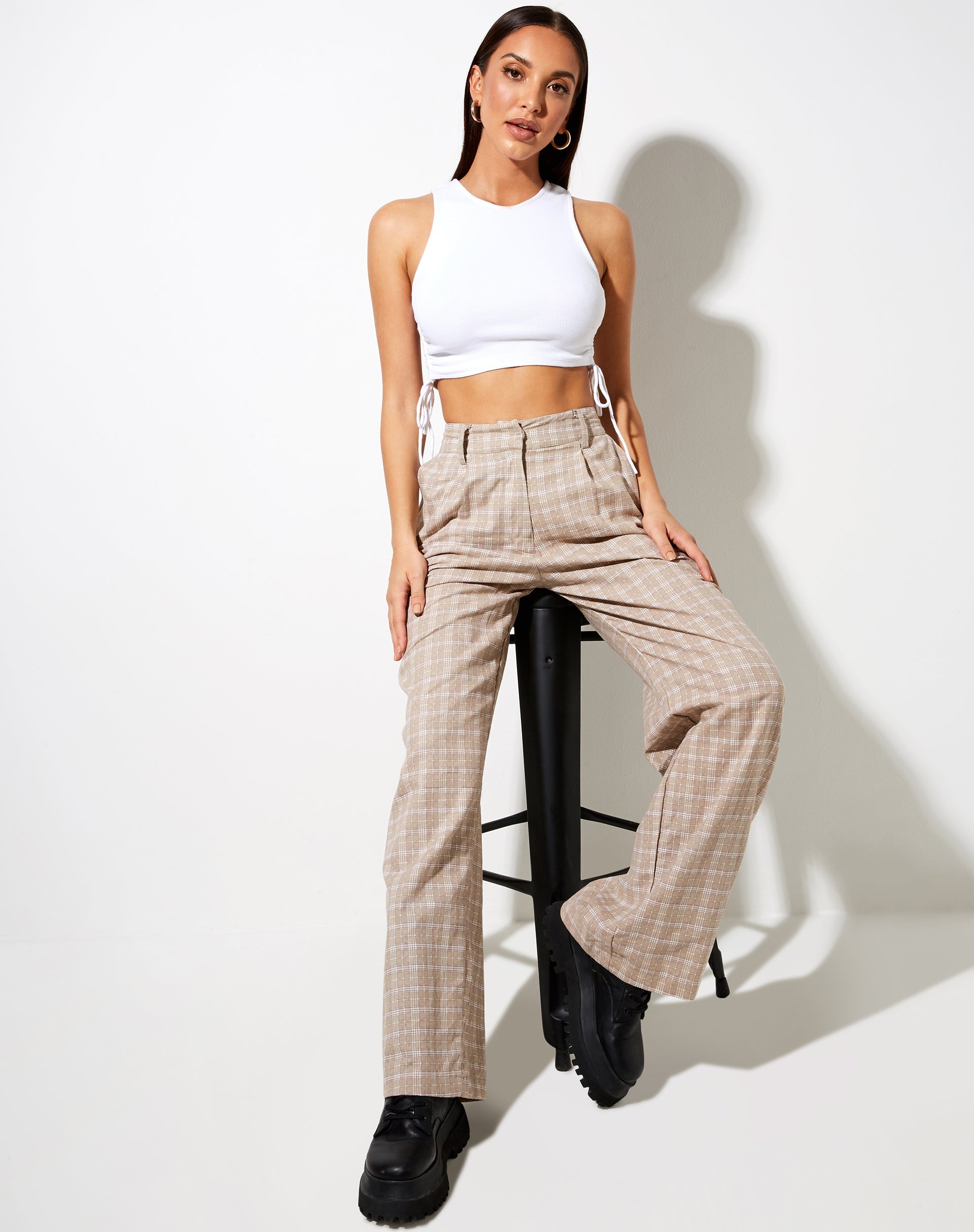 Imagen de Onfal Pantalones anchos de cuadros topo