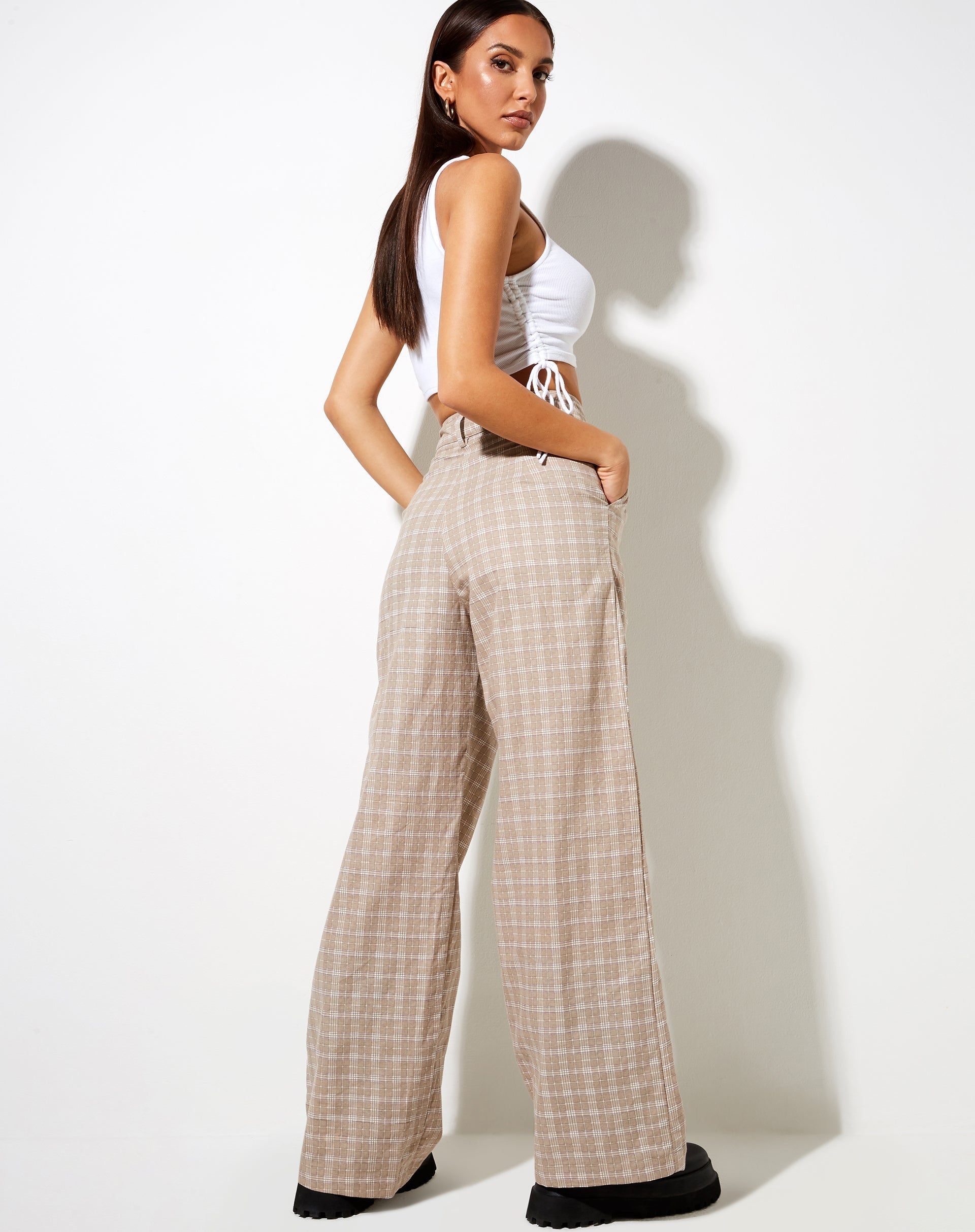 Imagen de Onfal Pantalones anchos de cuadros topo