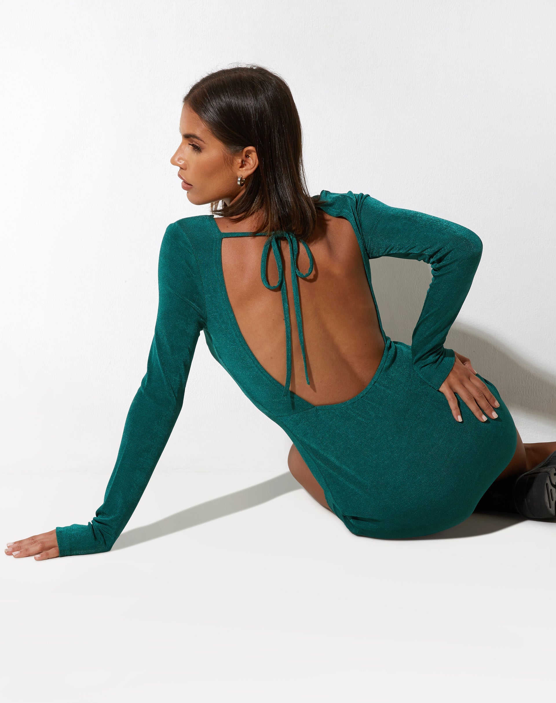 imagen de Onsa Mini Dress in Crepe Forest Green