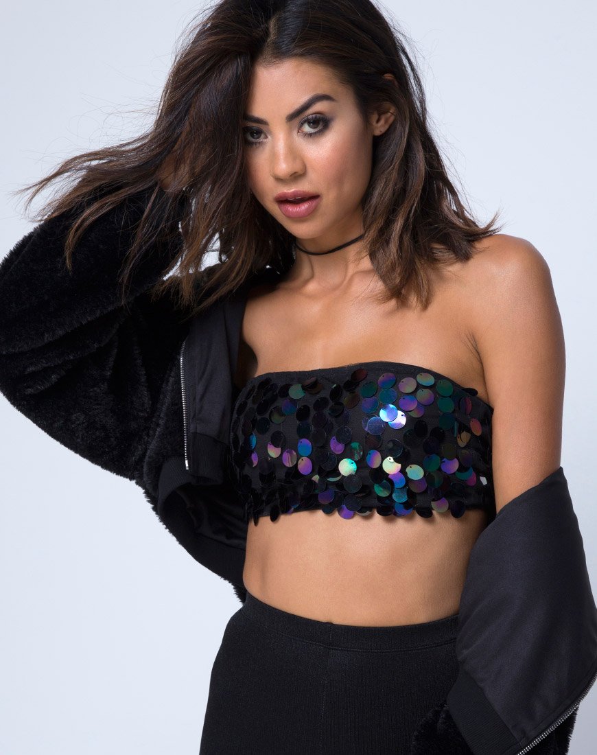 Top de lentejuelas disco ópalo