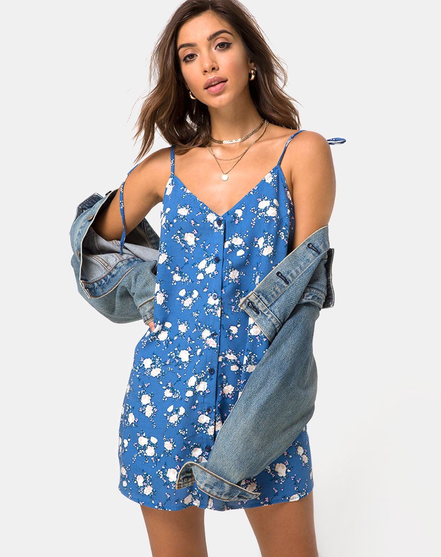 Vestido Osla en Soheila Floral Azul
