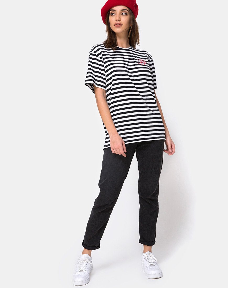 Imagen de Oversize Basic Tee in Black and White Stripe with Cherub Embro
