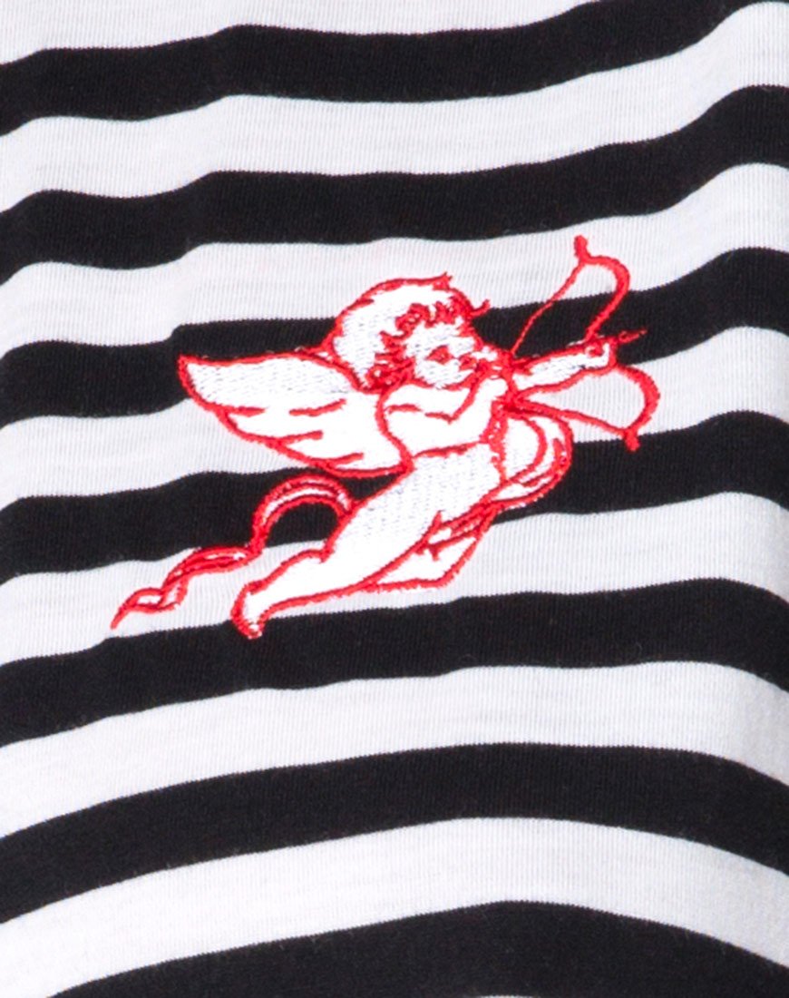 Imagen de Oversize Basic Tee in Black and White Stripe with Cherub Embro