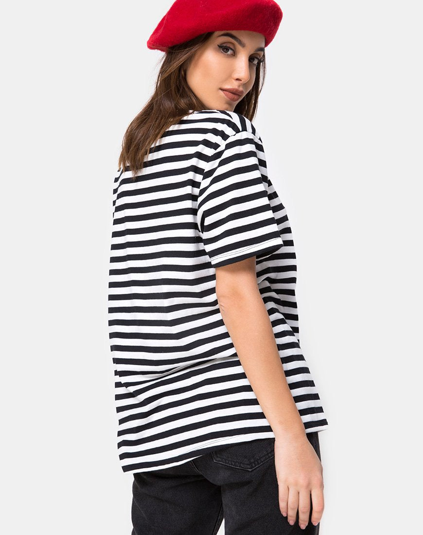 Imagen de Oversize Basic Tee in Black and White Stripe with Cherub Embro