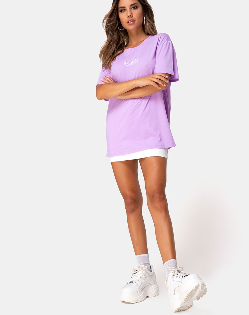 Imagen de Oversize Basic Tee in Lilac with Angel Embro