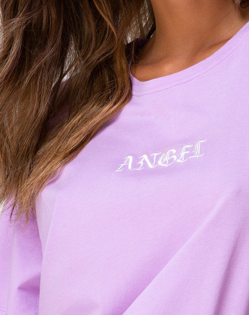 Imagen de Oversize Basic Tee in Lilac with Angel Embro