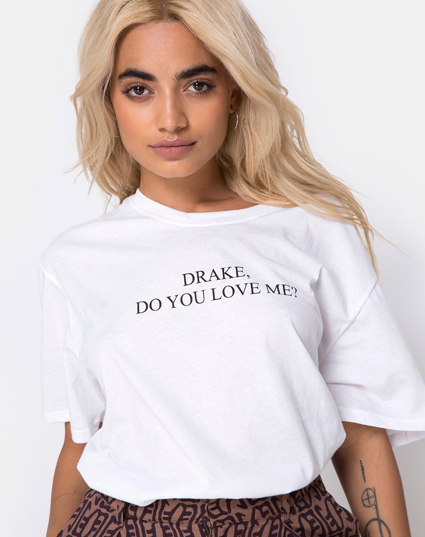 Camiseta básica oversize en blanco Drake Do You Love Me