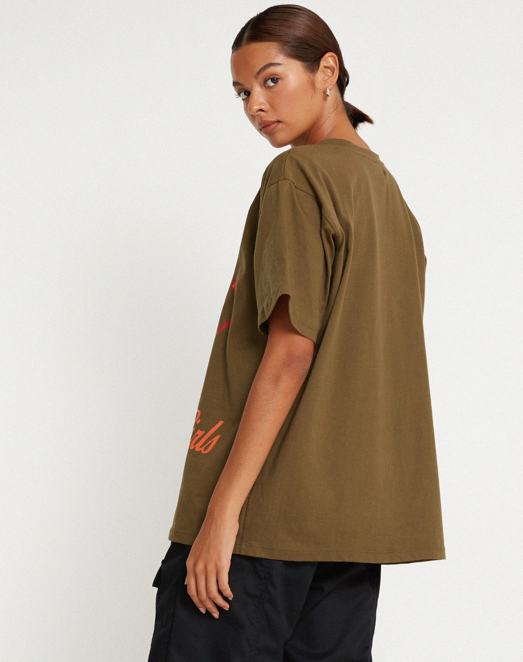 Camiseta básica oversize en caqui Niñas Niñas Niñas