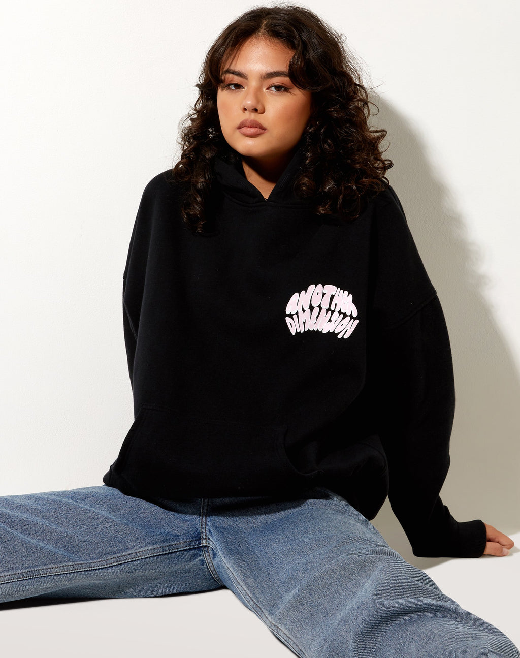 Sudadera oversize con capucha en negro Another Dimension