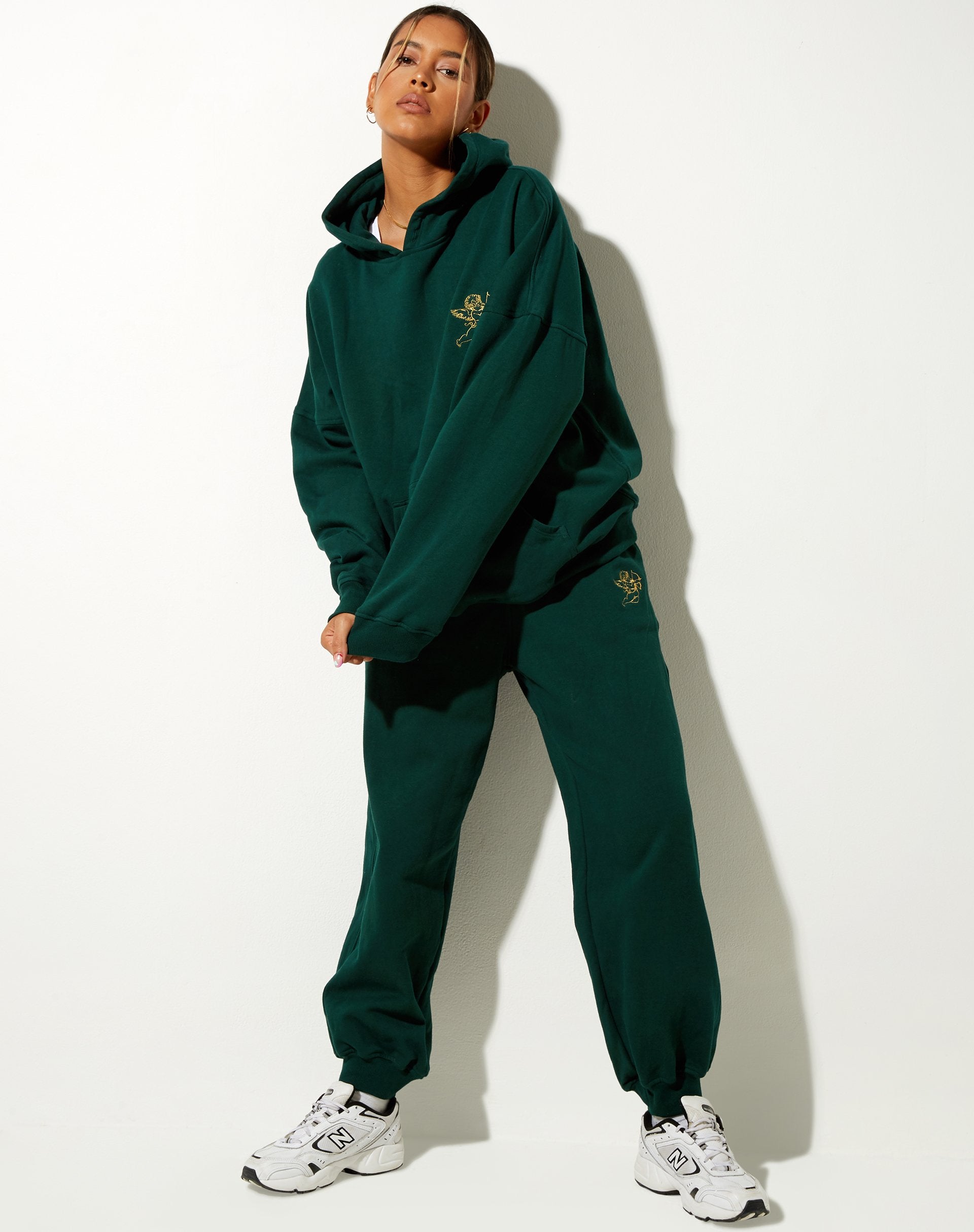 Imagen de Oversize Hoodie in Bottle Green Cupid Embro