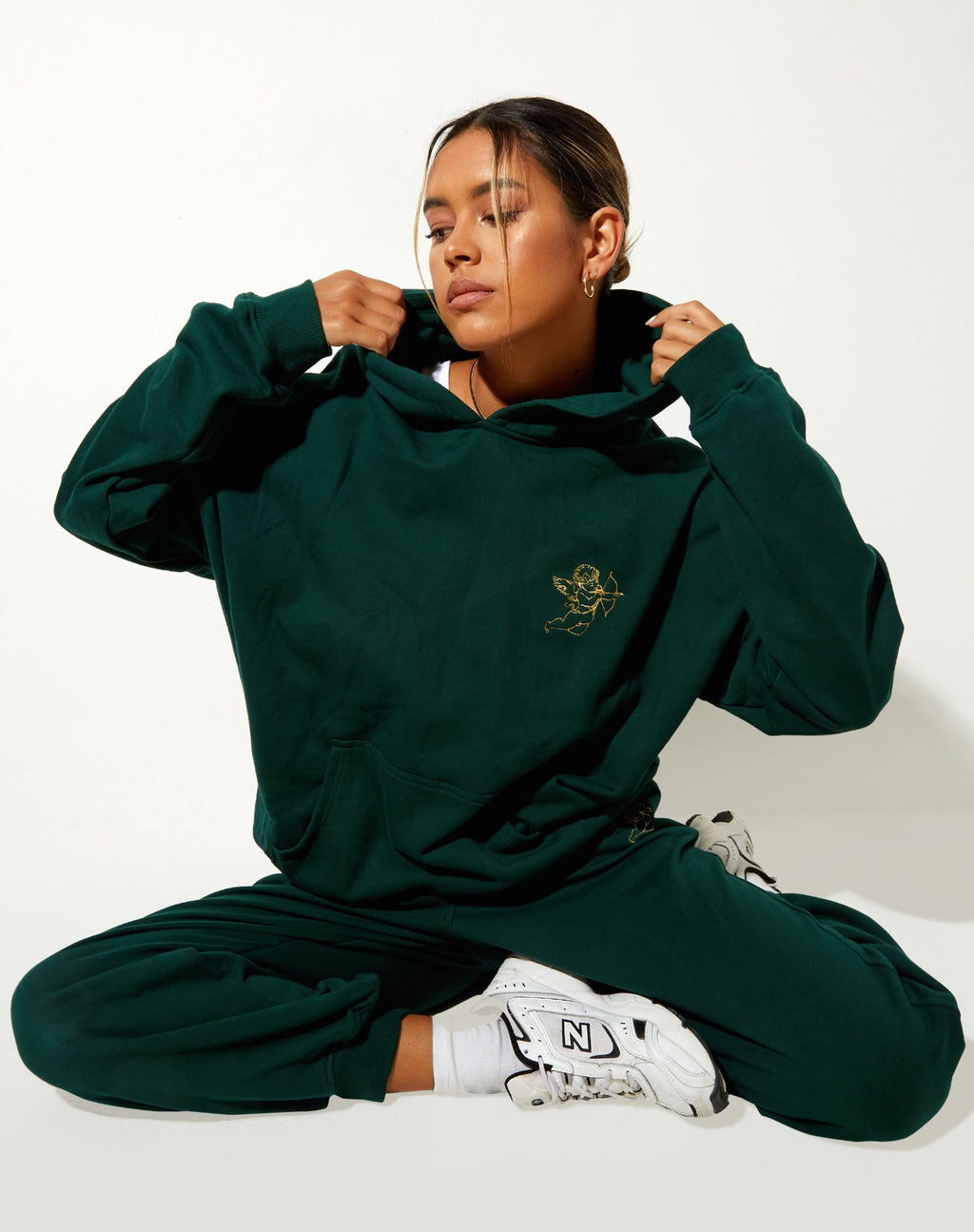 Sudadera oversize con capucha en verde botella Cupido Embro
