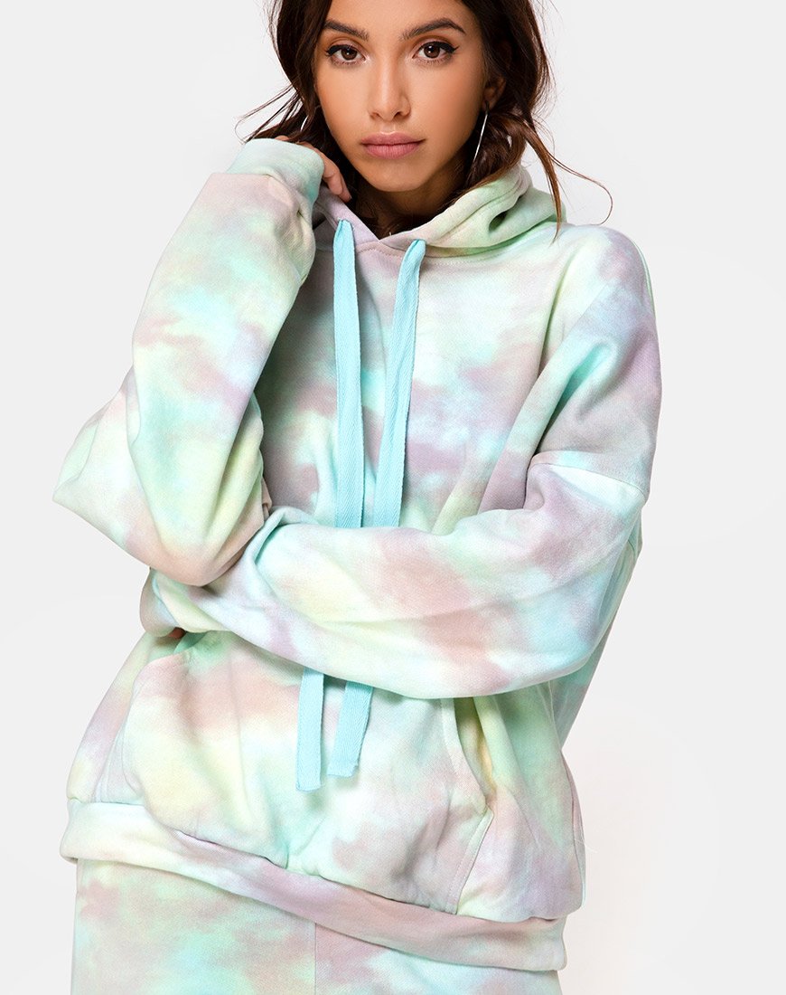 Sudadera oversize con capucha en tonos pastel