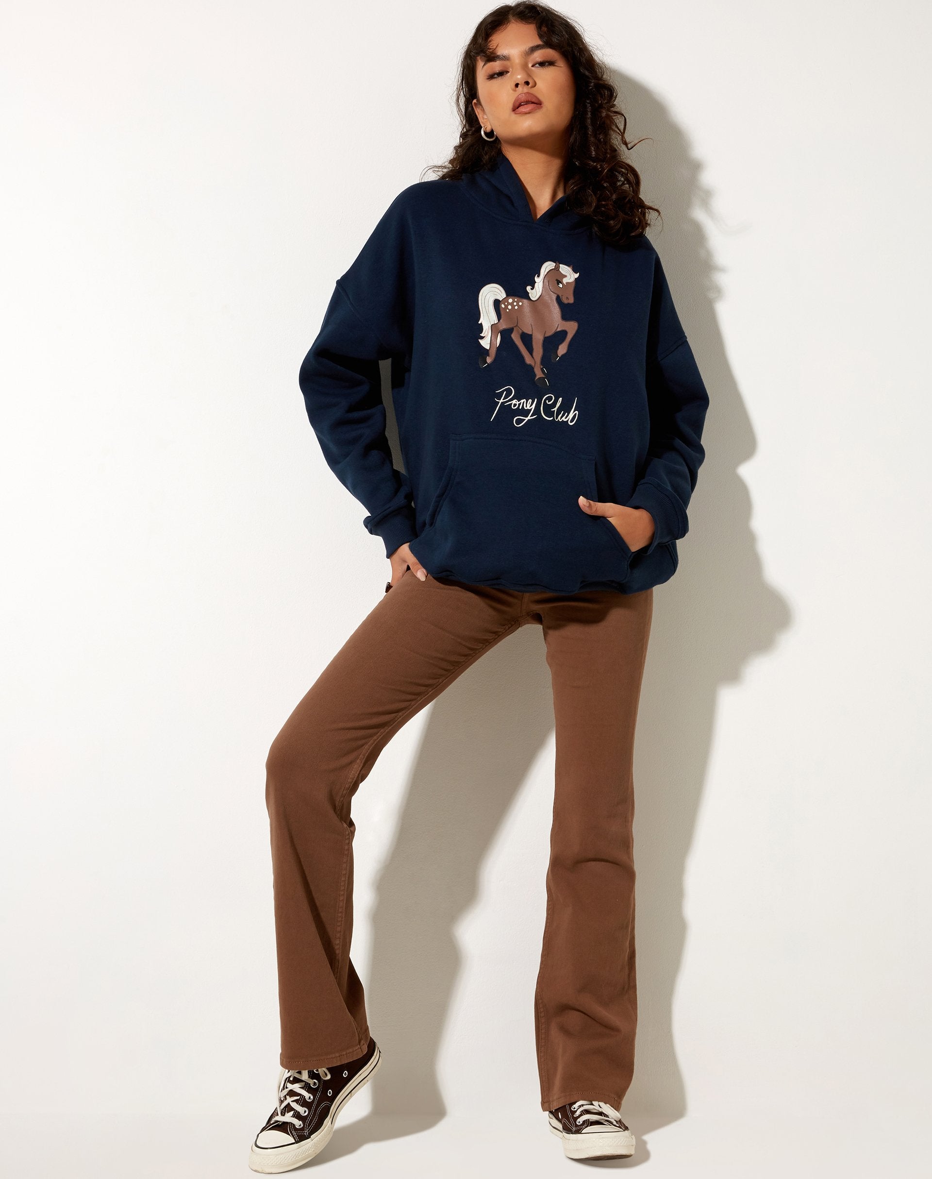 Imagen de Oversize Hoodie in Navy Pony Club Mix Embro