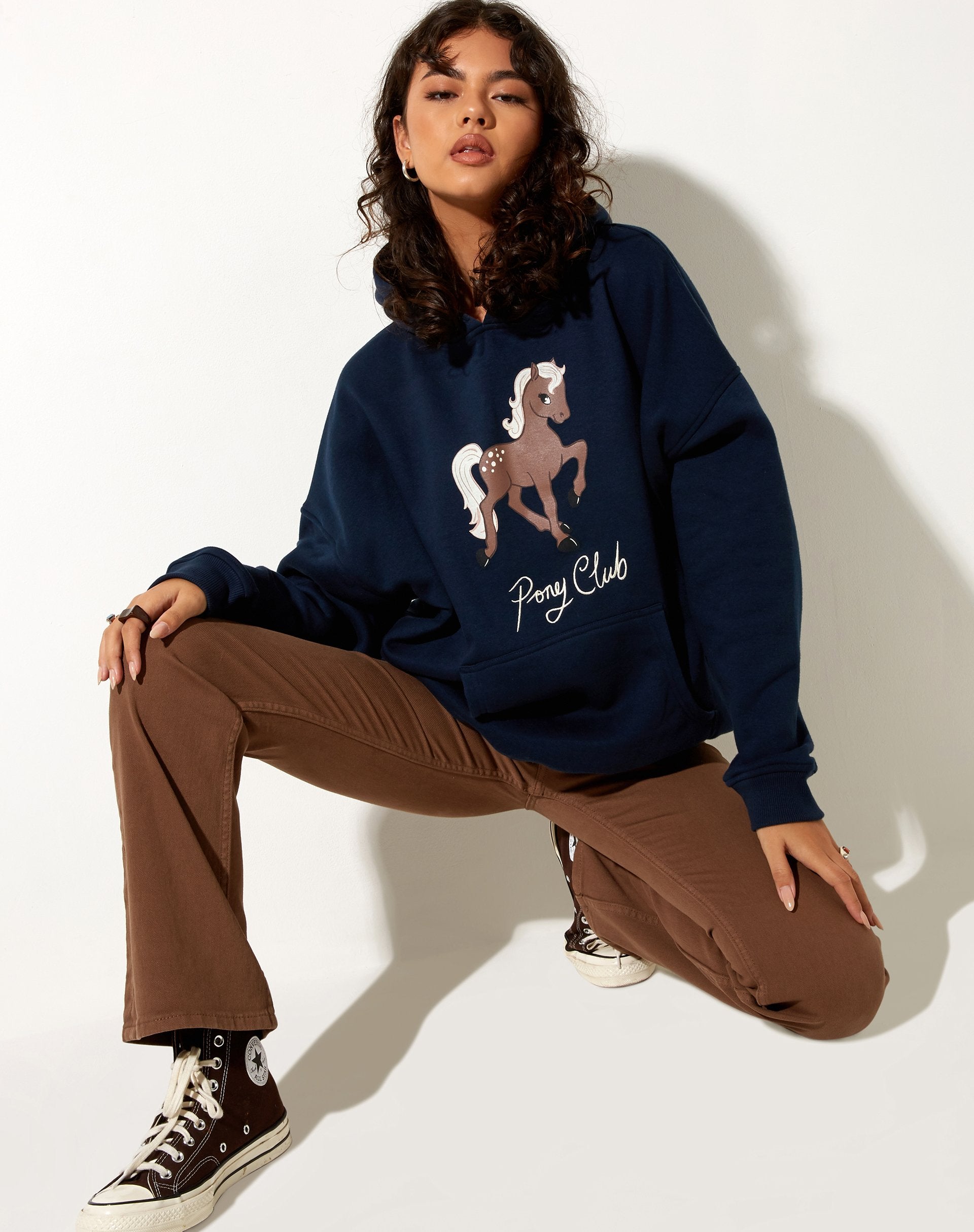 Imagen de Oversize Hoodie in Navy Pony Club Mix Embro