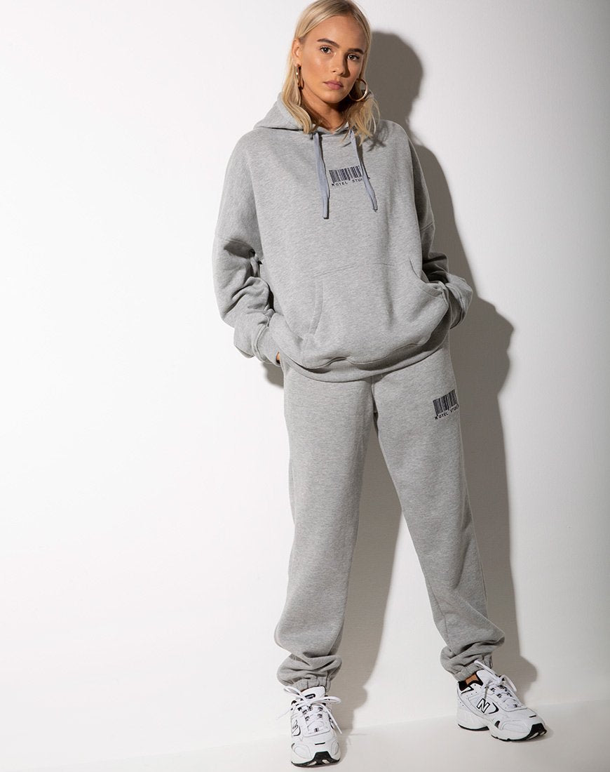Imagen de Oversize Hoody in Greymarl Motel Barcode Embro