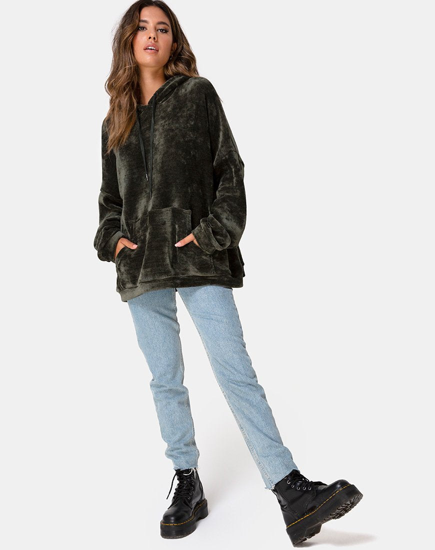 Imagen de Oversize Hoody in Chenille Olive
