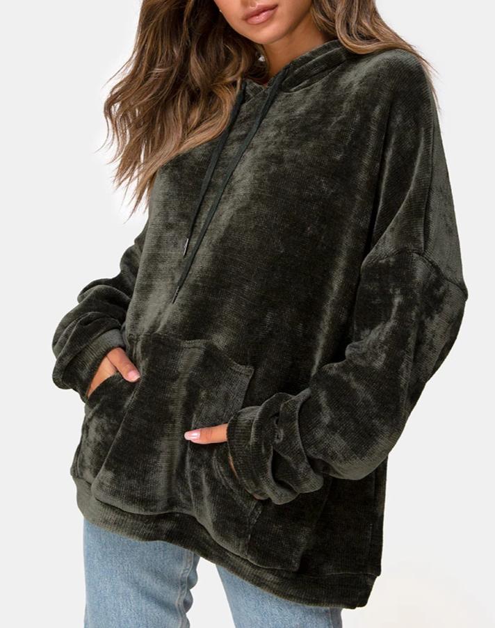 Imagen de Oversize Hoody in Chenille Olive