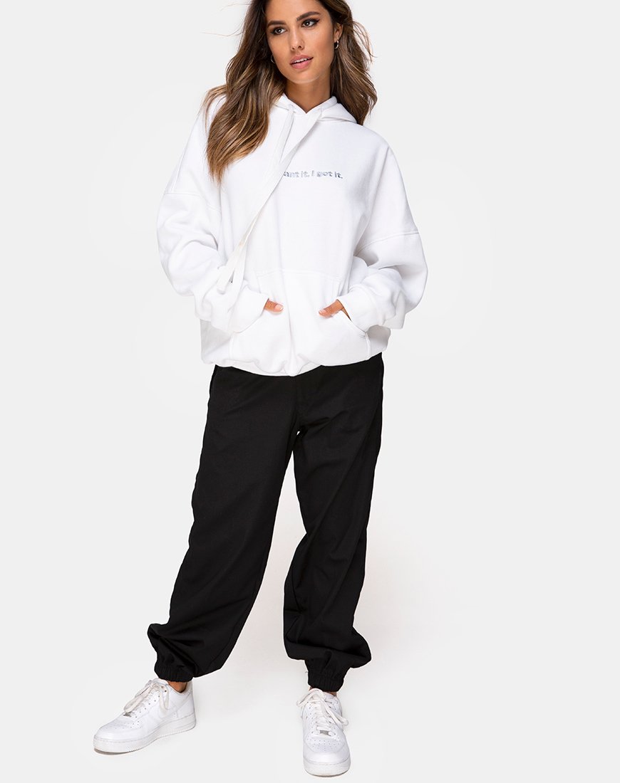 Imagen de Oversize Hoody in White I Want it Embro