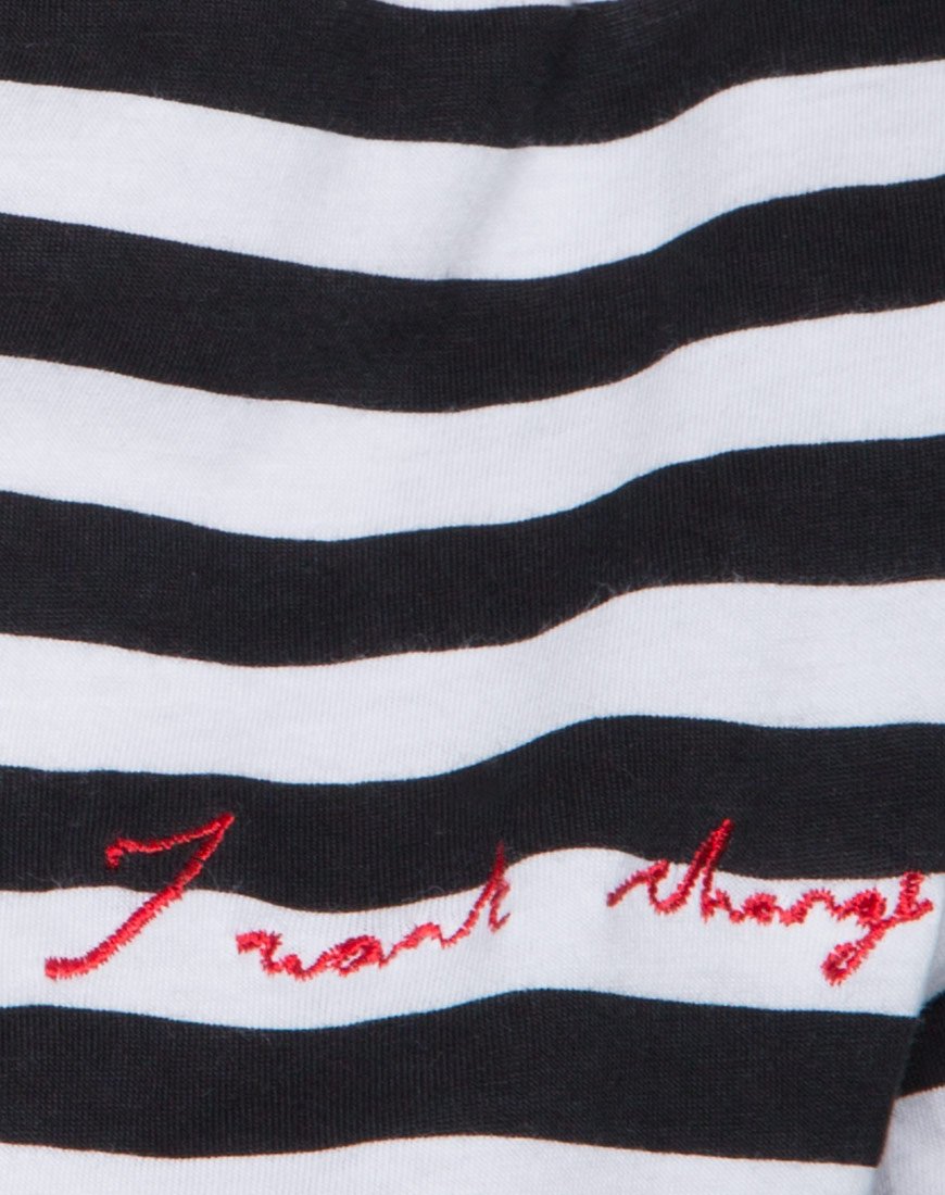 Imagen de Oversize Longsleeve Tee in I Want Change BW Stripe